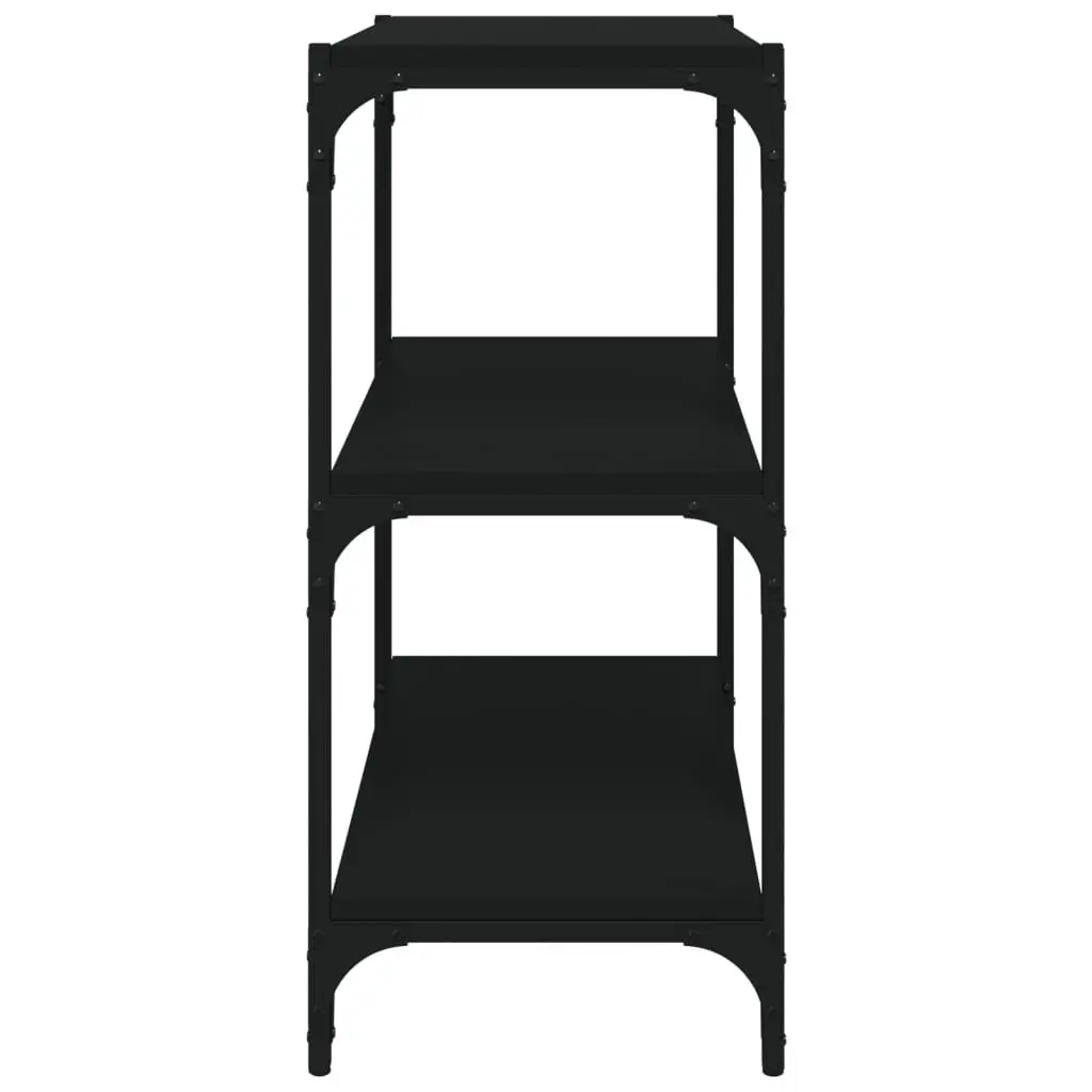 Book Cabinet Industrial Style Black 60x33x70.5cm Engineered Wood and Steel Frame 3 Shelves