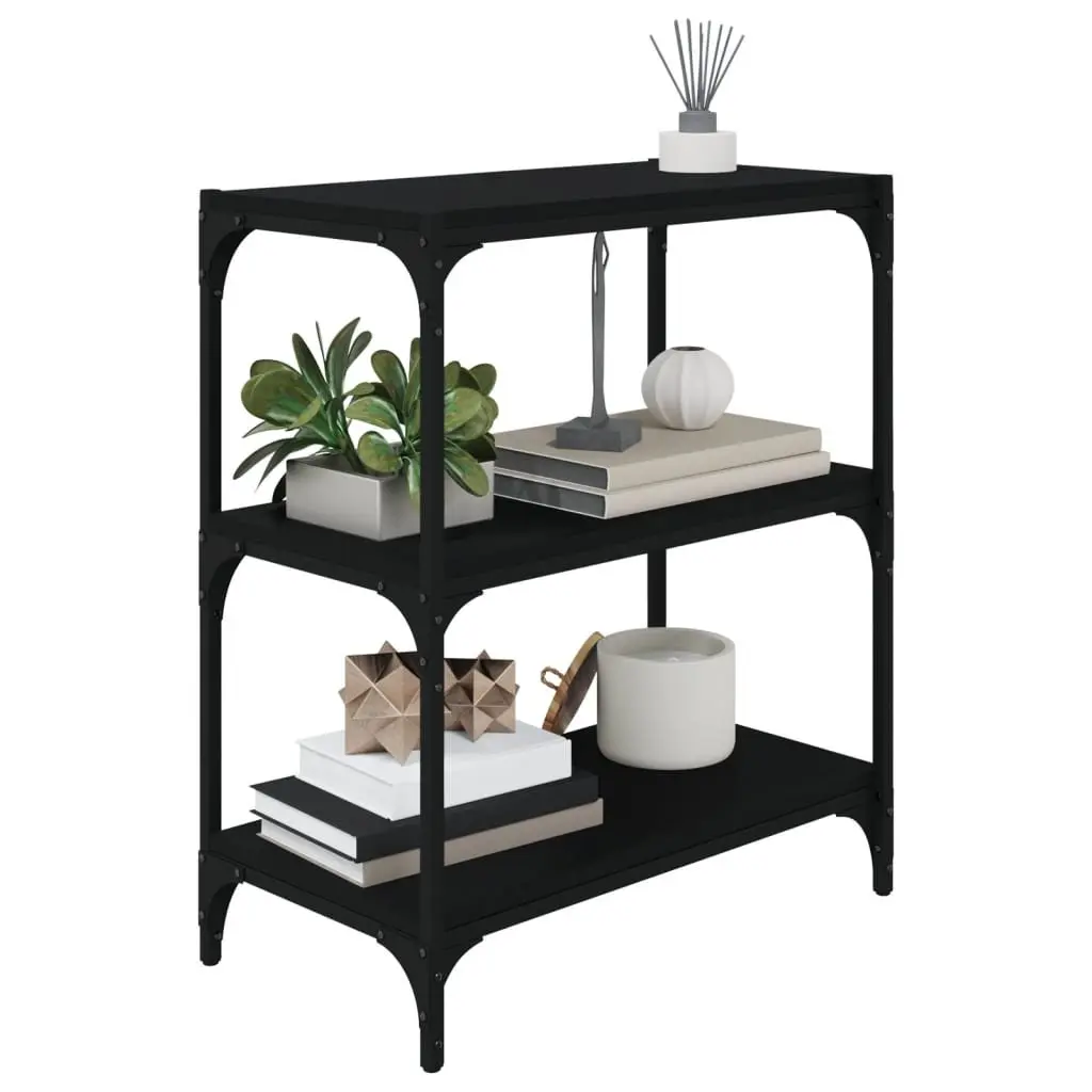 Book Cabinet Industrial Style Black 60x33x70.5cm Engineered Wood and Steel Frame 3 Shelves