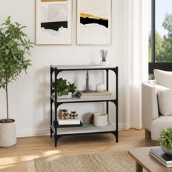 Grey Book Cabinet with 3 Shelves for Home Storage