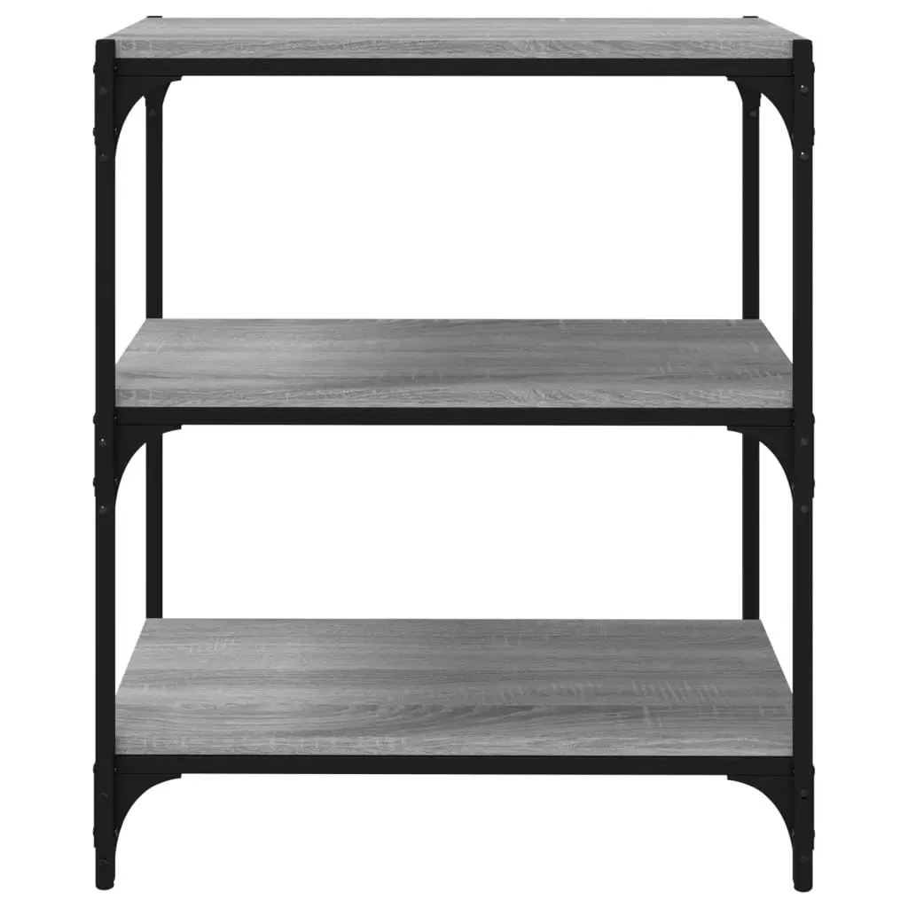 Book Cabinet Grey Industrial Style 3 Shelf Engineered Wood Steel Frame