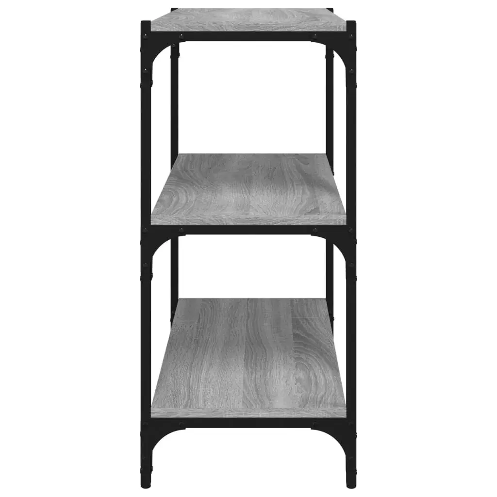 Book Cabinet Grey Industrial Style 3 Shelf Engineered Wood Steel Frame