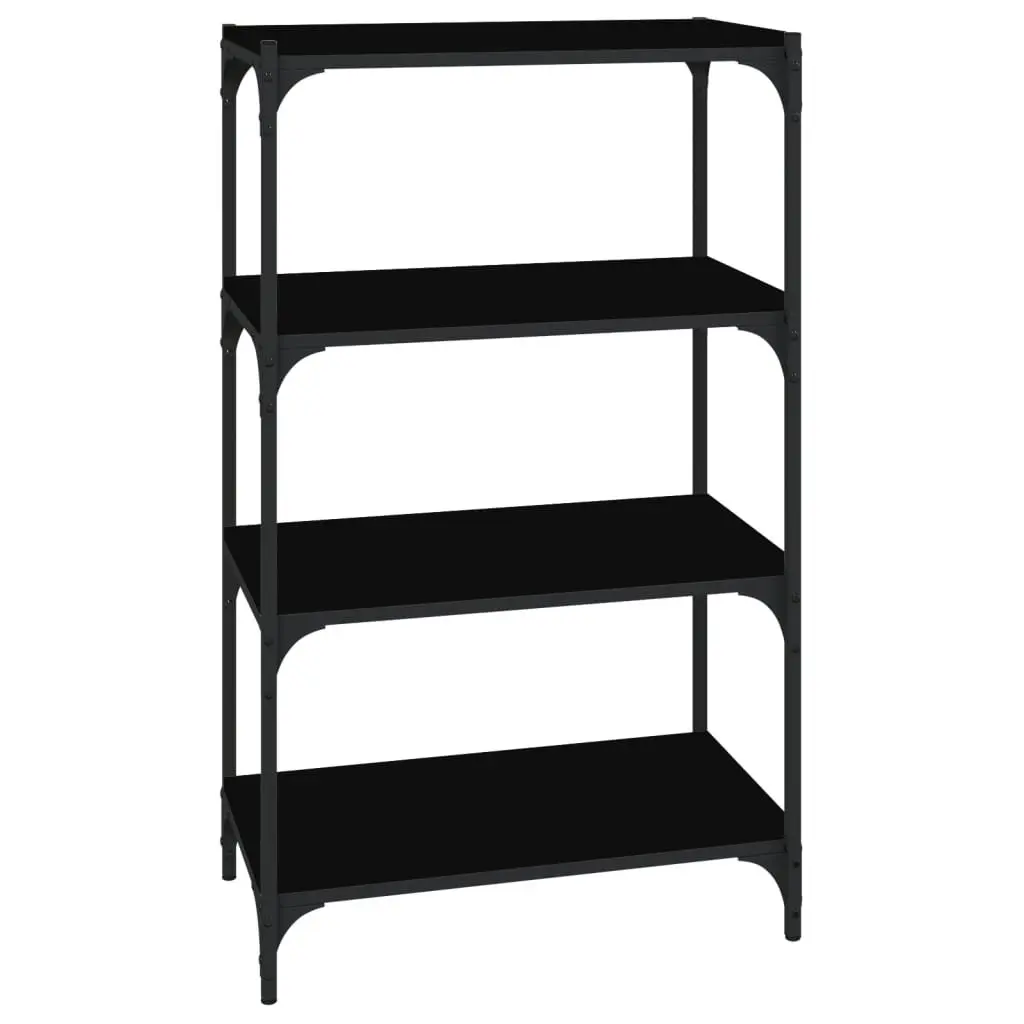 Industrial Style Book Cabinet 4 Shelves Black Engineered Wood Storage Organizer