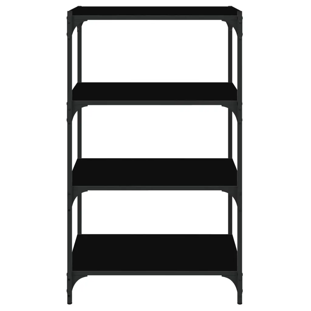 Industrial Style Book Cabinet 4 Shelves Black Engineered Wood Storage Organizer