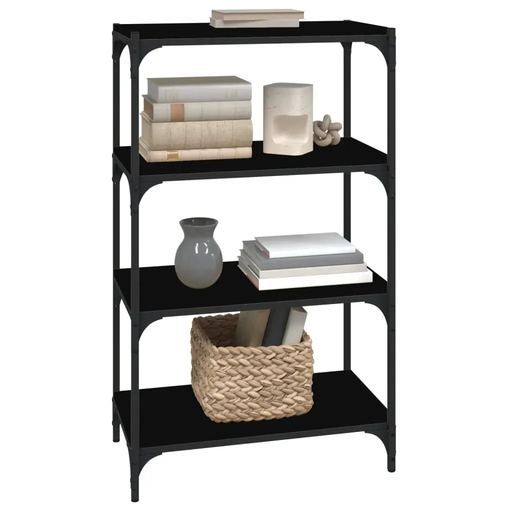 Industrial Style Book Cabinet 4 Shelves Black Engineered Wood Storage Organizer