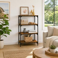 Warm Brown Book Cabinet with 4 Shelves for Storage