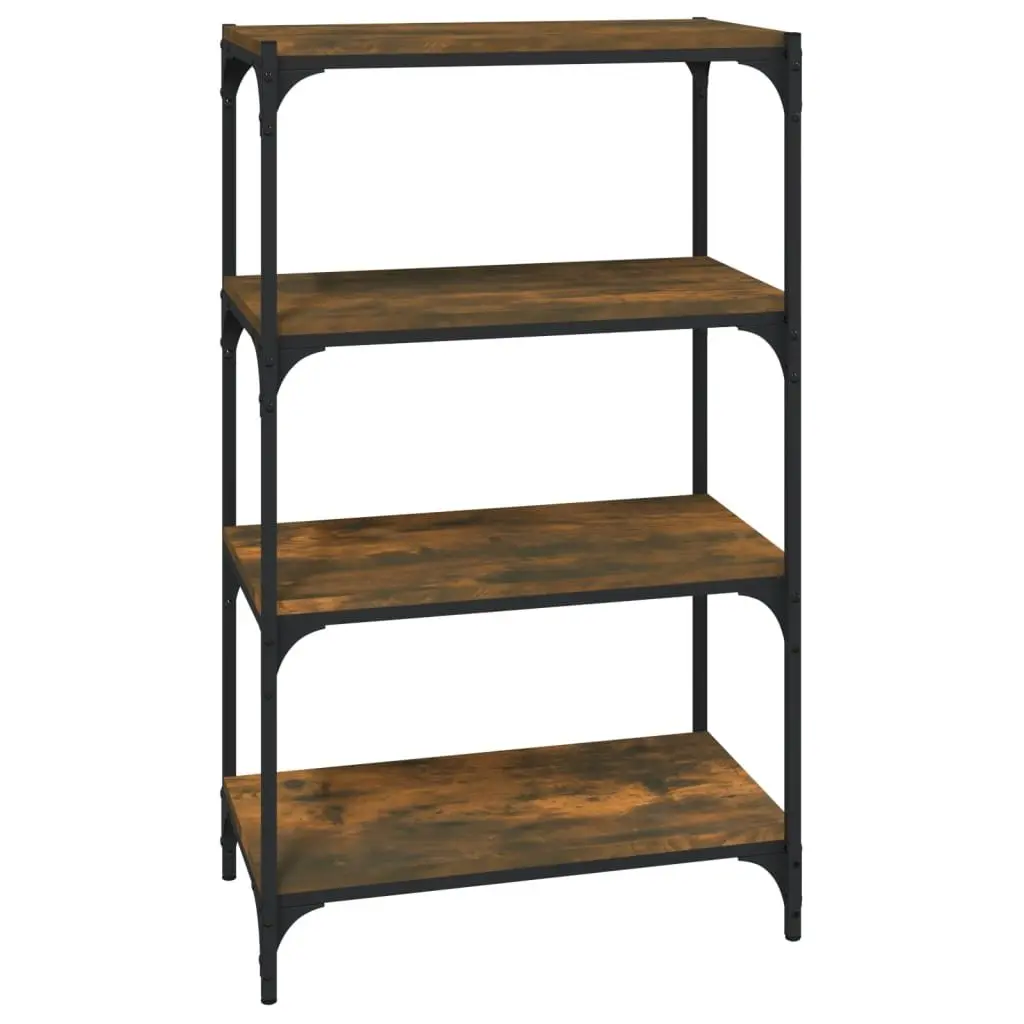 Book Cabinet Industrial Style Brown 4 Shelves Engineered Wood and Steel