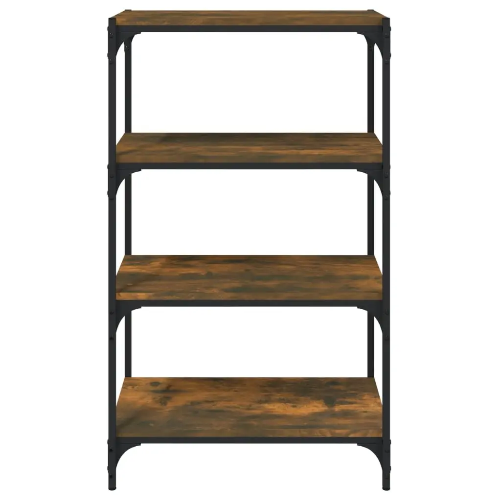 Book Cabinet Industrial Style Brown 4 Shelves Engineered Wood and Steel