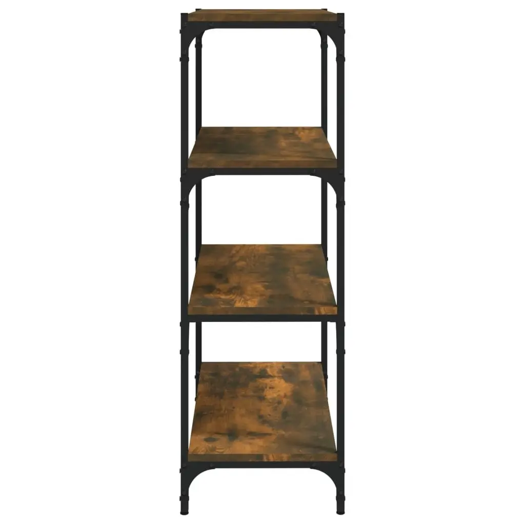 Book Cabinet Industrial Style Brown 4 Shelves Engineered Wood and Steel