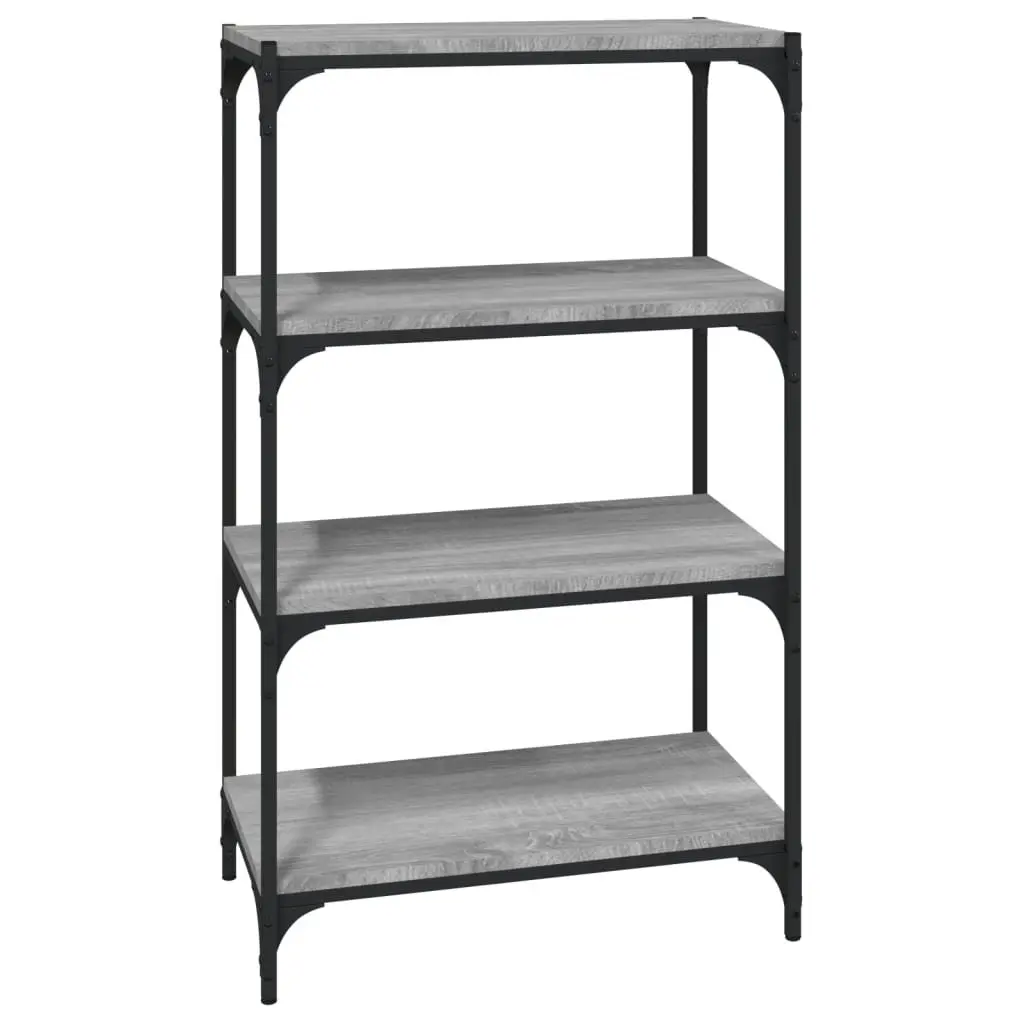 Book Cabinet Industrial Style Grey 60x33x100cm Engineered Wood Steel Frame 4 Shelves Storage Shelf