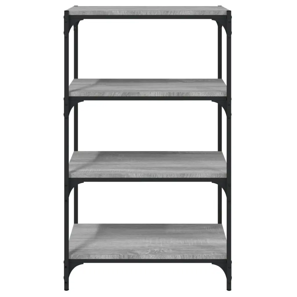 Book Cabinet Industrial Style Grey 60x33x100cm Engineered Wood Steel Frame 4 Shelves Storage Shelf