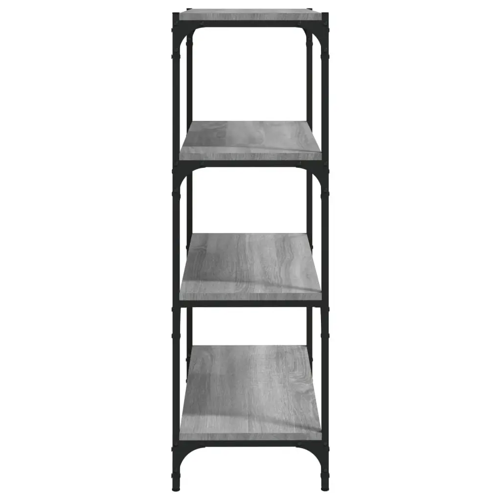 Book Cabinet Industrial Style Grey 60x33x100cm Engineered Wood Steel Frame 4 Shelves Storage Shelf