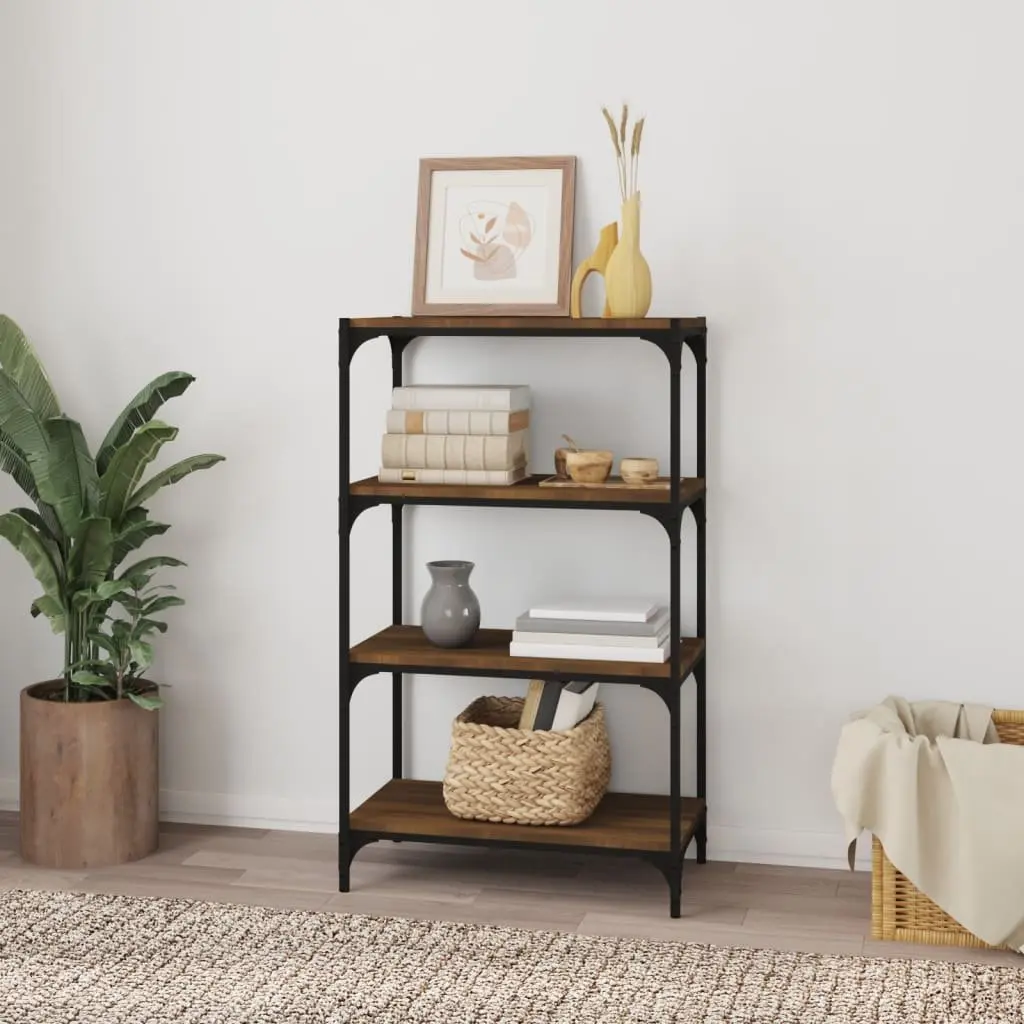Book Cabinet Industrial Style Engineered Wood Steel Frame Brown Oak Storage 60x33x100cm