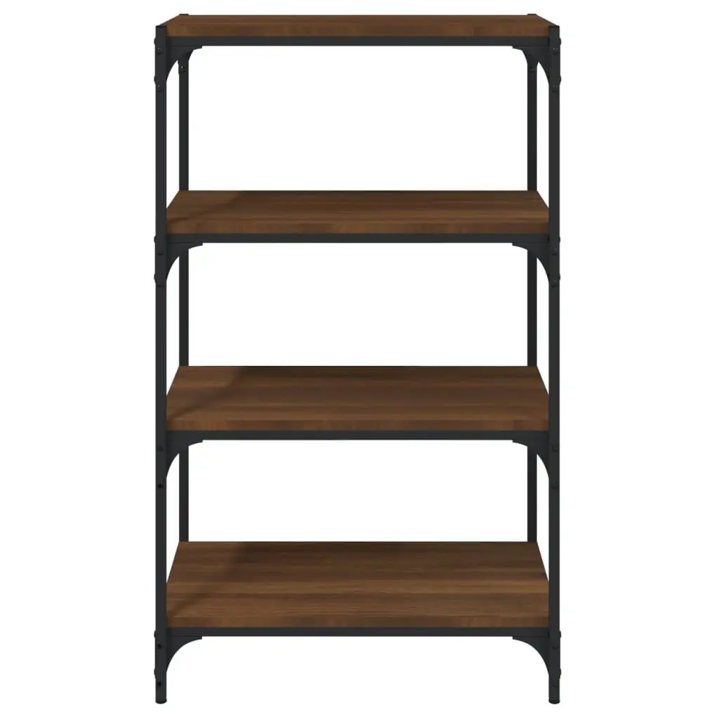 Book Cabinet Industrial Style Engineered Wood Steel Frame Brown Oak Storage 60x33x100cm