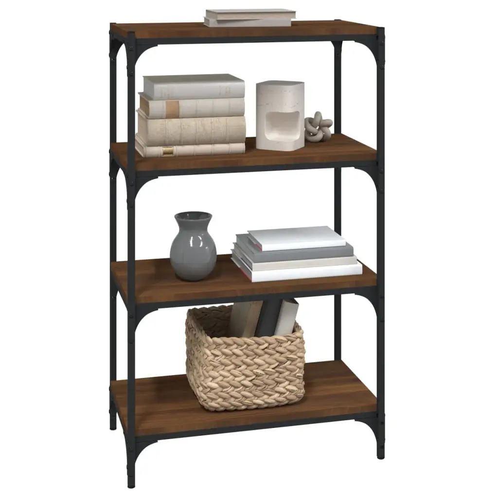 Book Cabinet Industrial Style Engineered Wood Steel Frame Brown Oak Storage 60x33x100cm