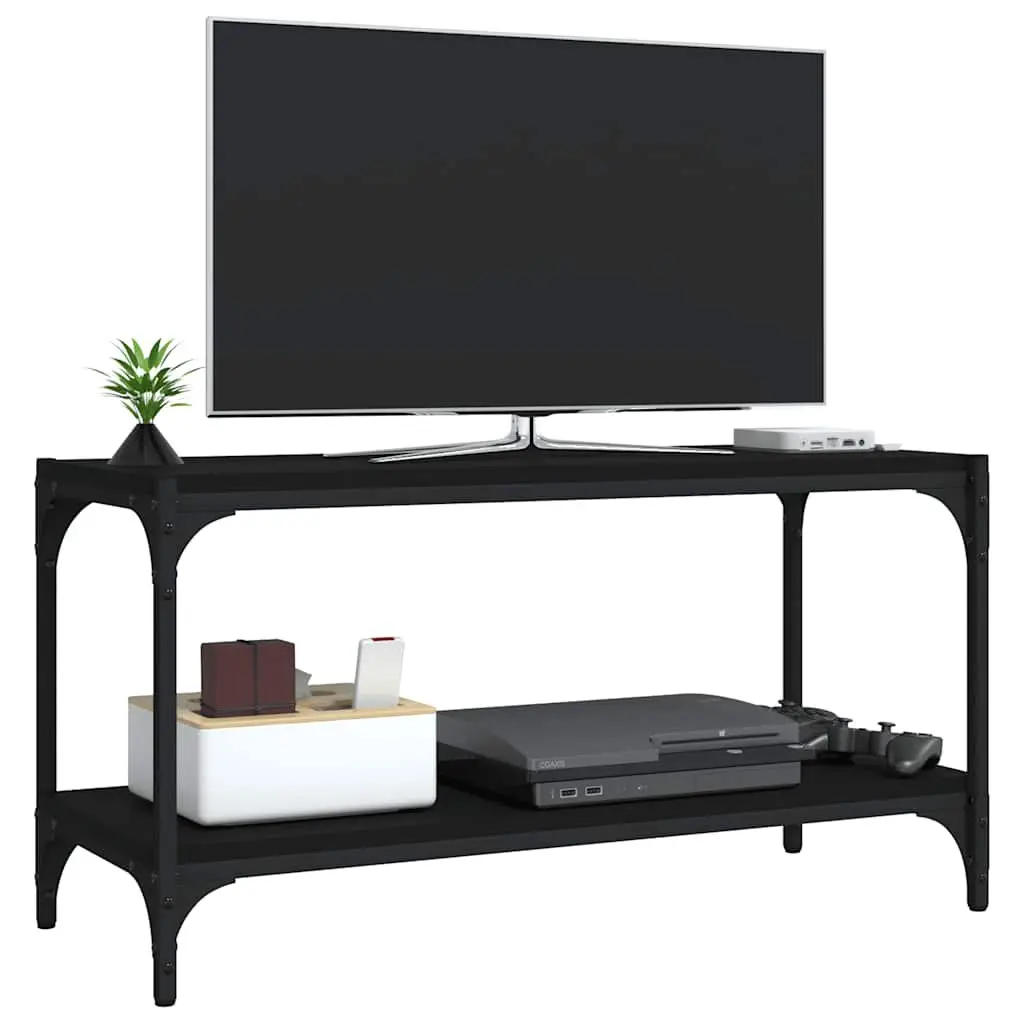 TV Cabinet Industrial Style Black 80x33x41 cm Engineered Wood and Steel