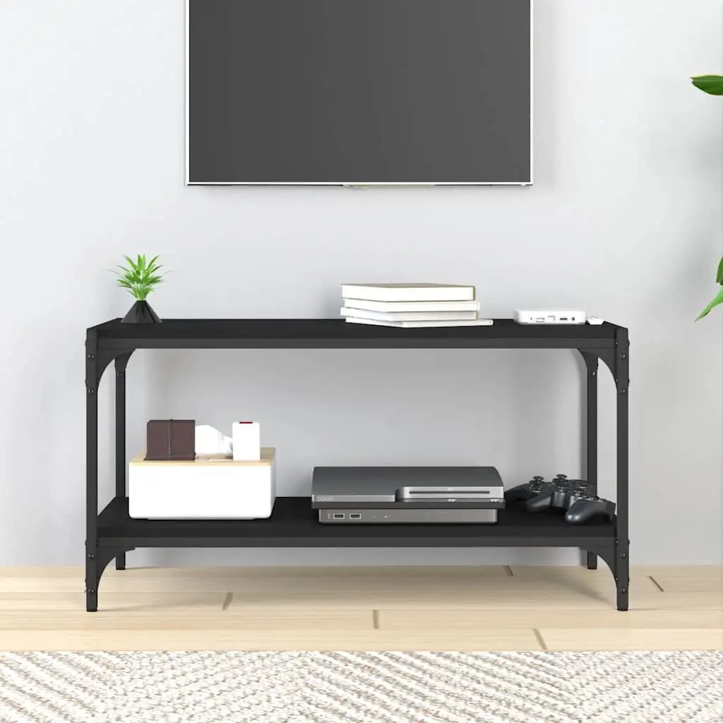 TV Cabinet Industrial Style Black 80x33x41 cm Engineered Wood and Steel
