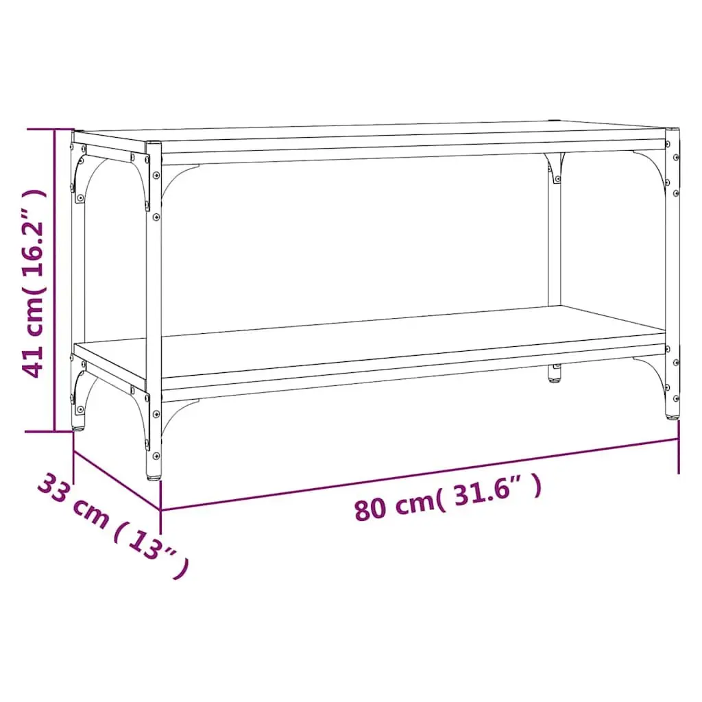 TV Cabinet Industrial Style Black 80x33x41 cm Engineered Wood and Steel