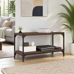 Brown Oak TV Cabinet 80x33x41cm with 2 Shelves