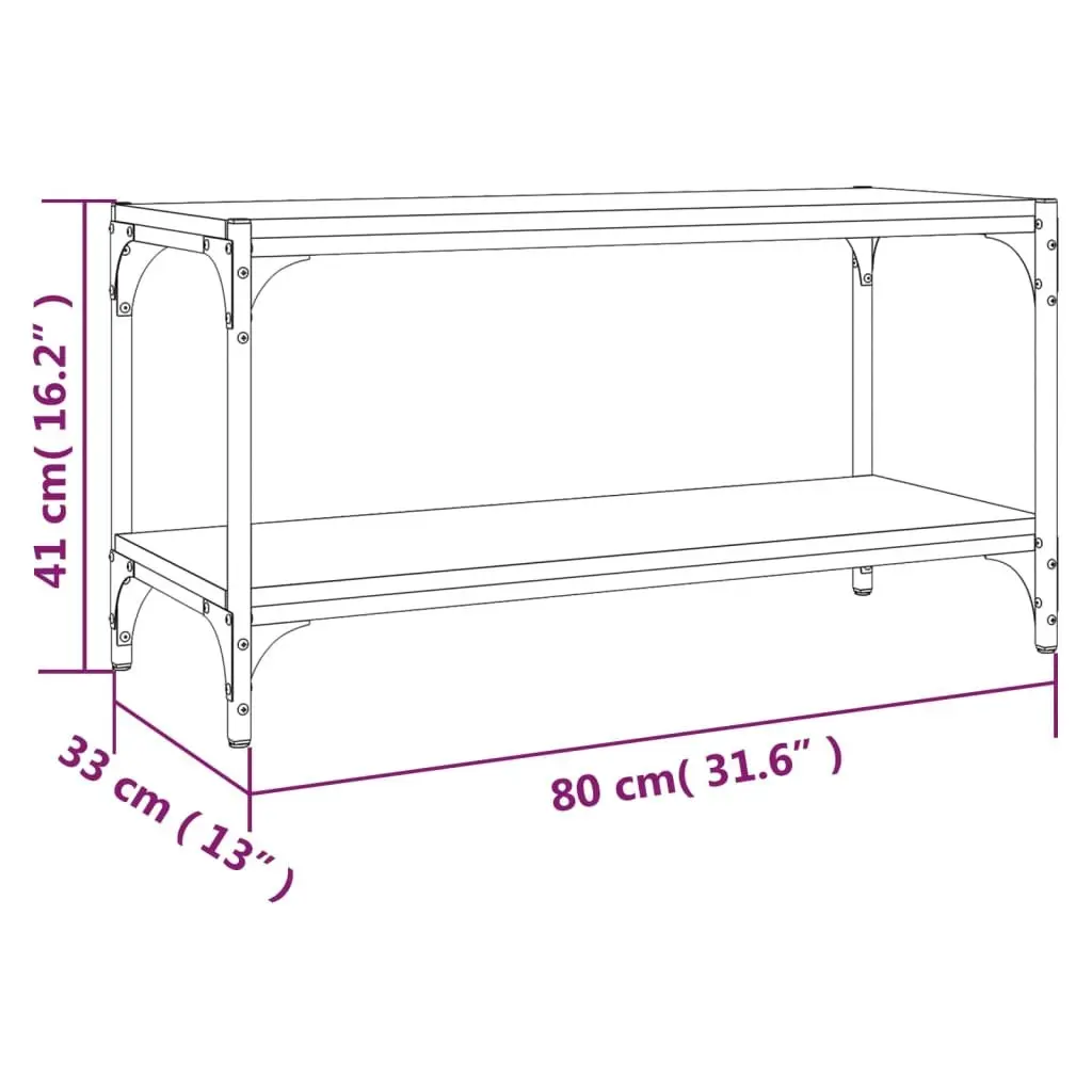 TV Cabinet Industrial Style Brown Oak 80x33x41cm Engineered Wood and Steel Frame