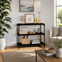 Black Book Cabinet with Steel Shelves - 80x33x70.5 cm