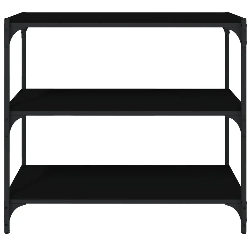 Book Cabinet Black Engineered Wood Steel Shelves Storage 80x33x70.5 cm