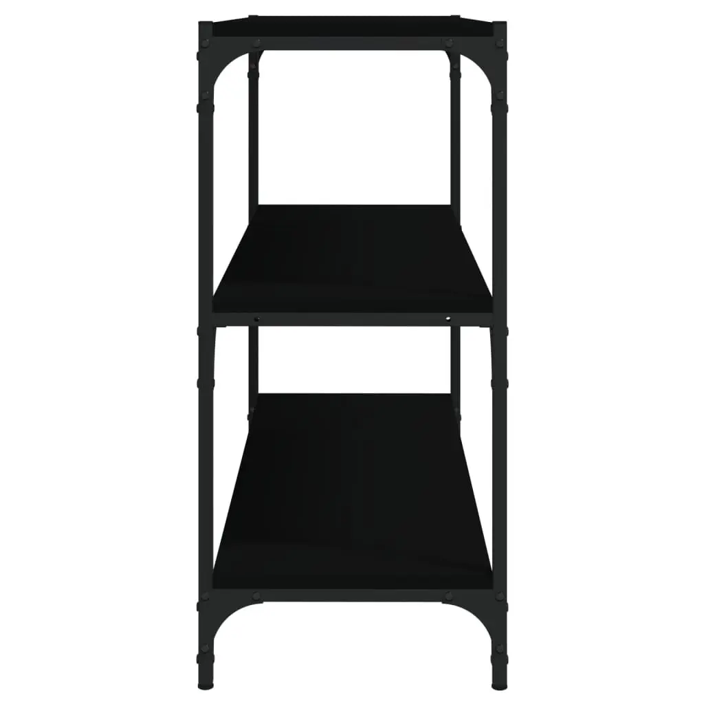 Book Cabinet Black Engineered Wood Steel Shelves Storage 80x33x70.5 cm