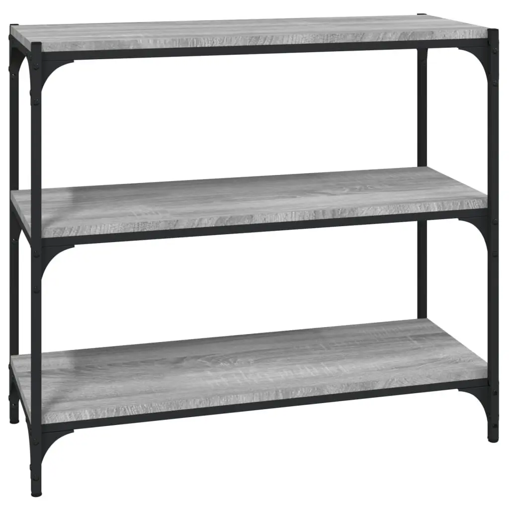 Book Cabinet Industrial Grey 3 Shelves Engineered Wood Steel Frame