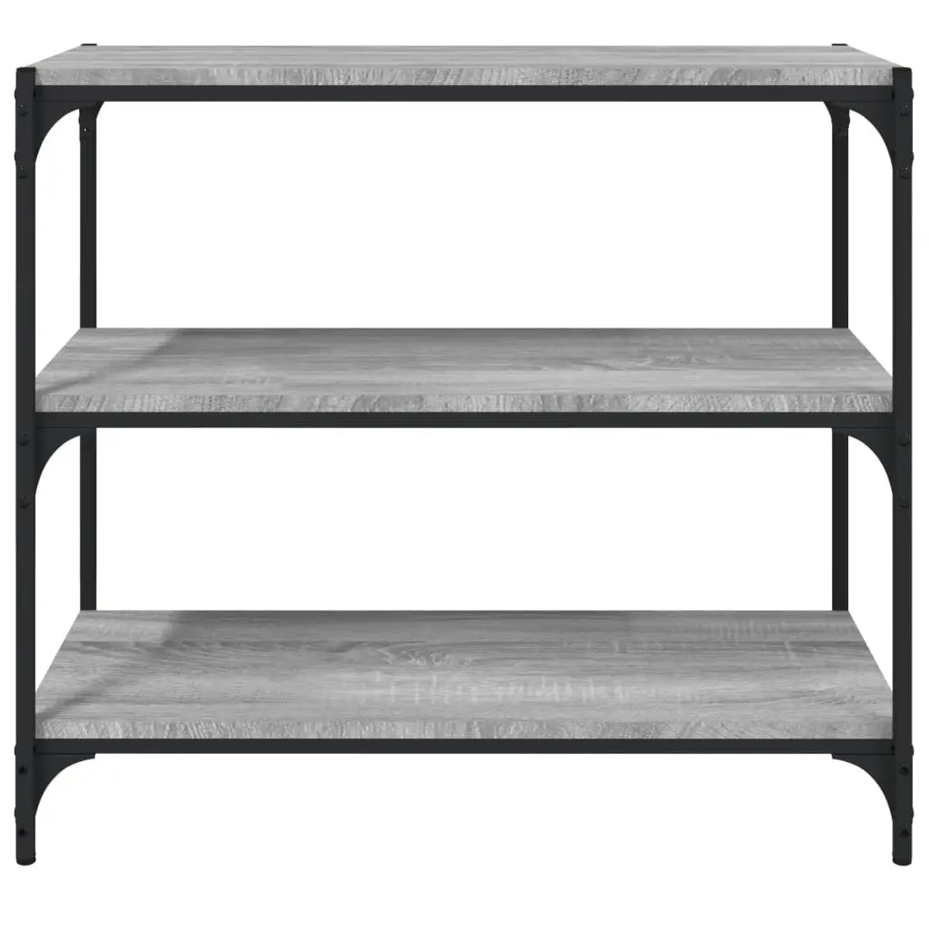 Book Cabinet Industrial Grey 3 Shelves Engineered Wood Steel Frame
