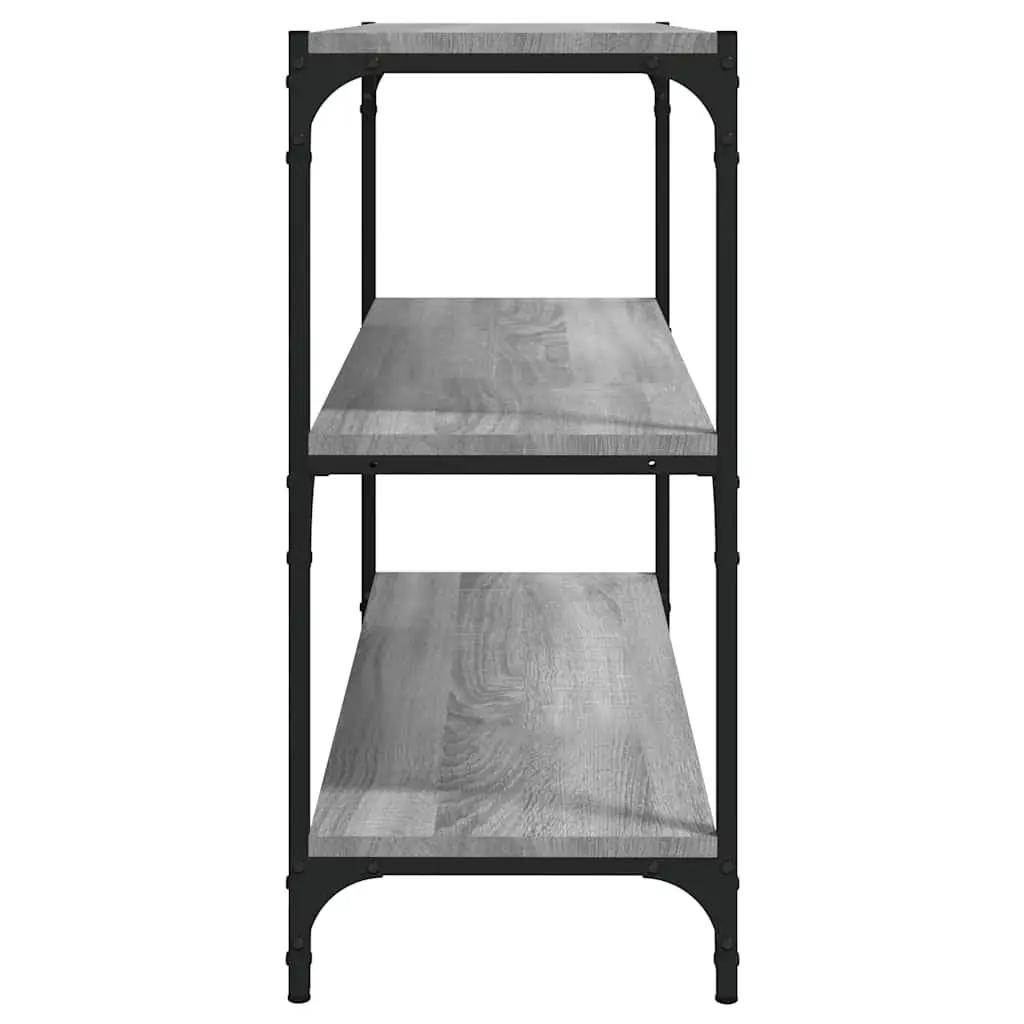 Book Cabinet Industrial Grey 3 Shelves Engineered Wood Steel Frame