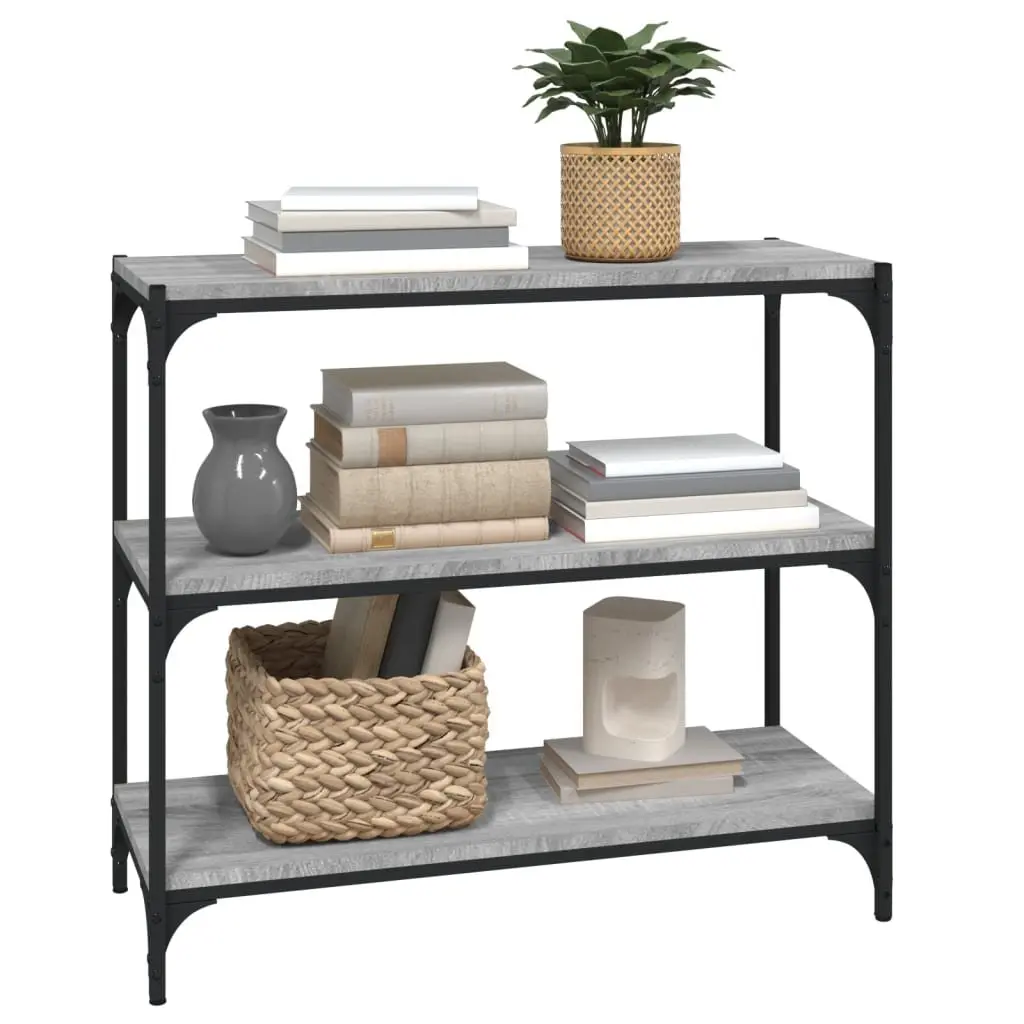 Book Cabinet Industrial Grey 3 Shelves Engineered Wood Steel Frame