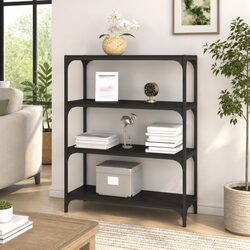 Black Book Cabinet 80x33x100cm 4 Shelf Storage Unit
