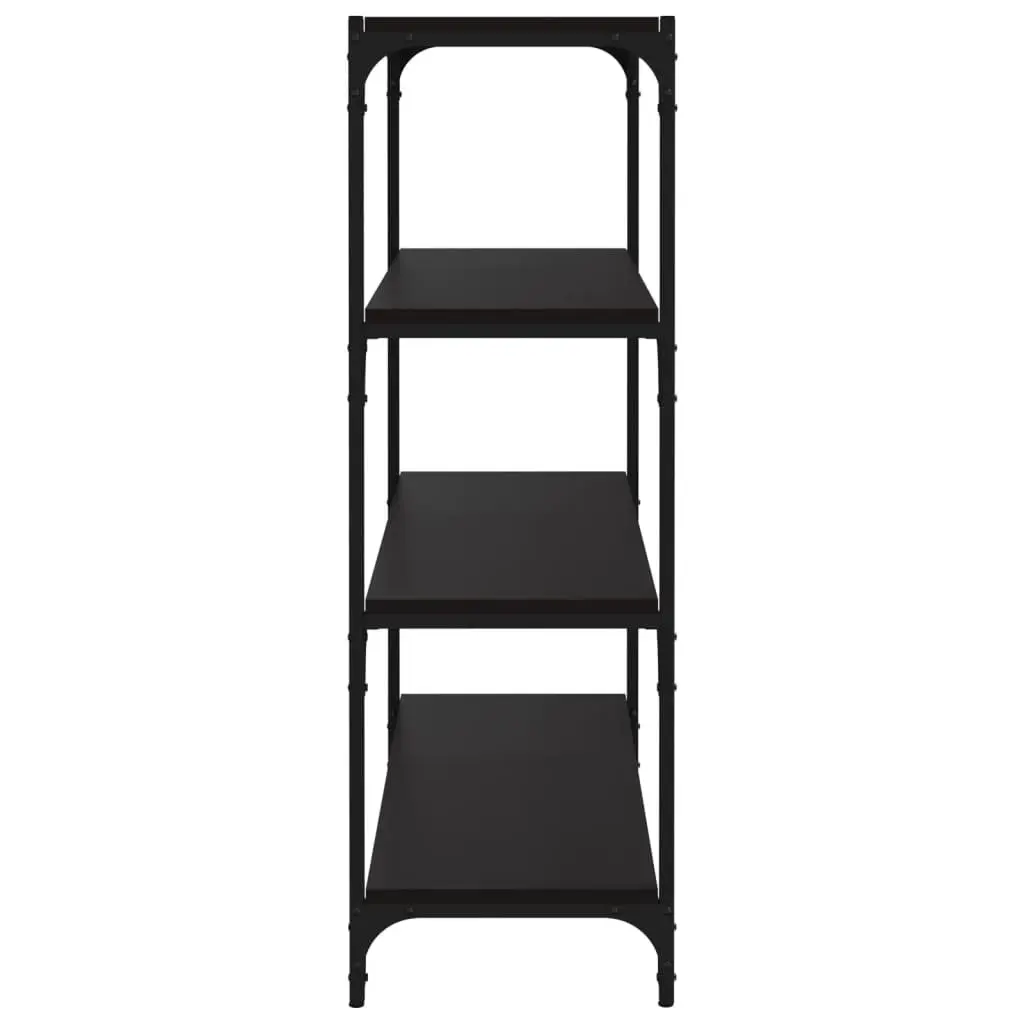Book Cabinet Industrial Style Black 80x33x100cm Engineered Wood and Steel Frame 4 Shelf Storage Organiser