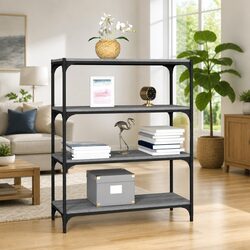 Grey Sonoma 4-Shelf Book Cabinet with Steel Frame