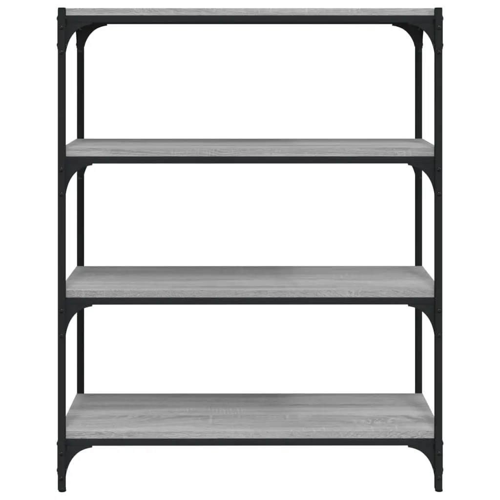 Book Cabinet Grey Sonoma Storage Shelving Unit 4 Shelf Engineered Wood Steel