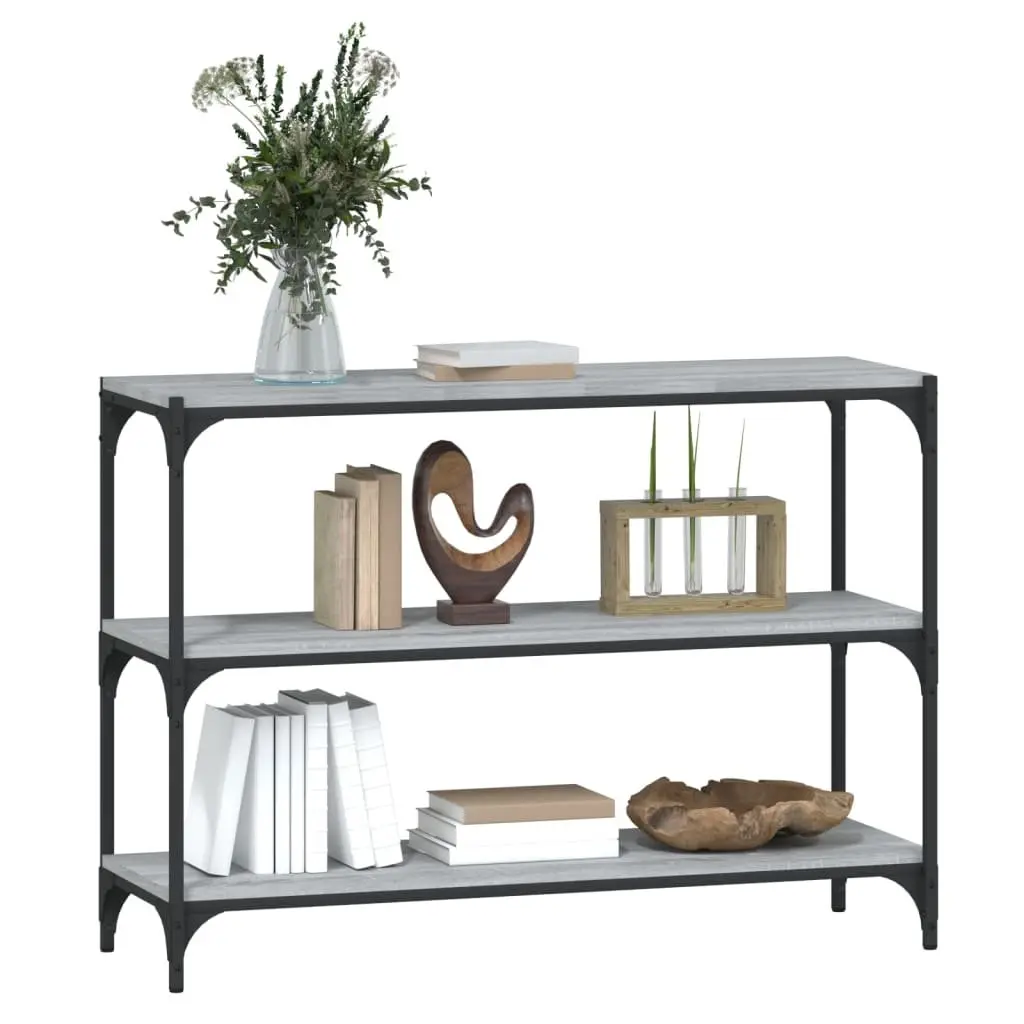 Book Cabinet Industrial Style Grey 100x33x70.5cm Engineered Wood and Steel Storage Shelving Unit