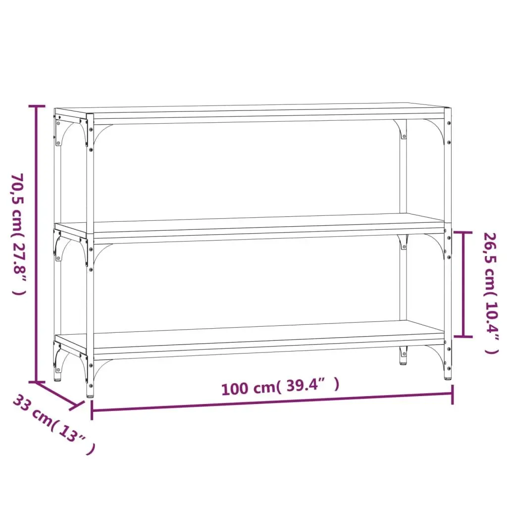 Book Cabinet Industrial Style Grey 100x33x70.5cm Engineered Wood and Steel Storage Shelving Unit