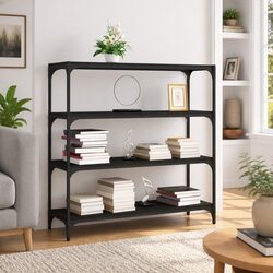Industrial Style Black Book Cabinet with 4 Shelves