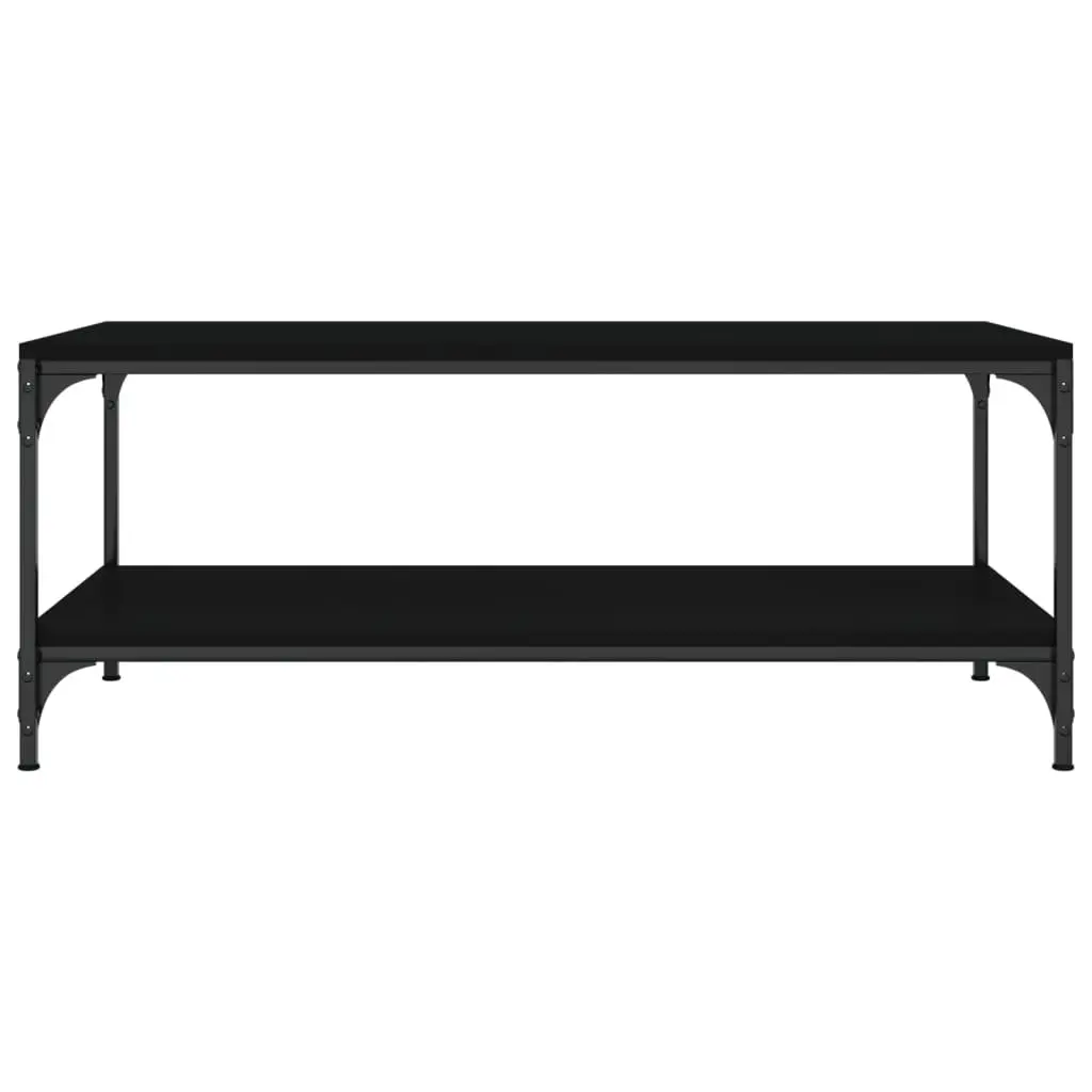 Black Industrial Style Coffee Table with Storage
