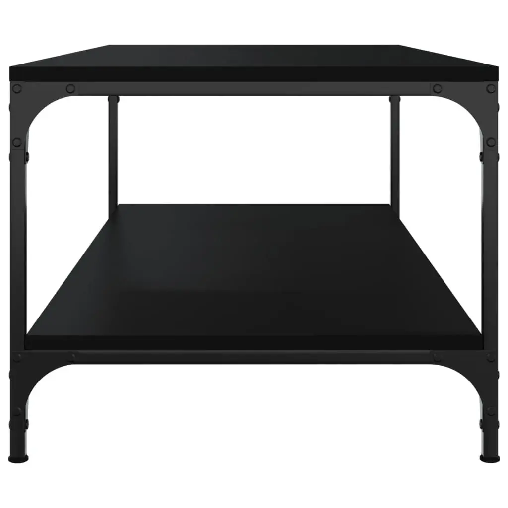 Black Industrial Style Coffee Table with Storage