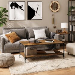 Stylish Brown Coffee Table with Storage for Living Room