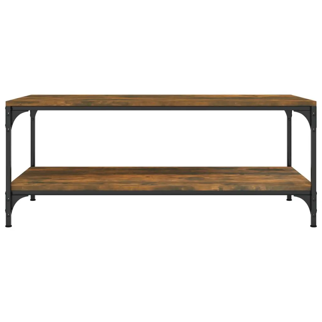 Coffee Table Brown Engineered Wood Steel Frame 100L x 50W x 40H cm