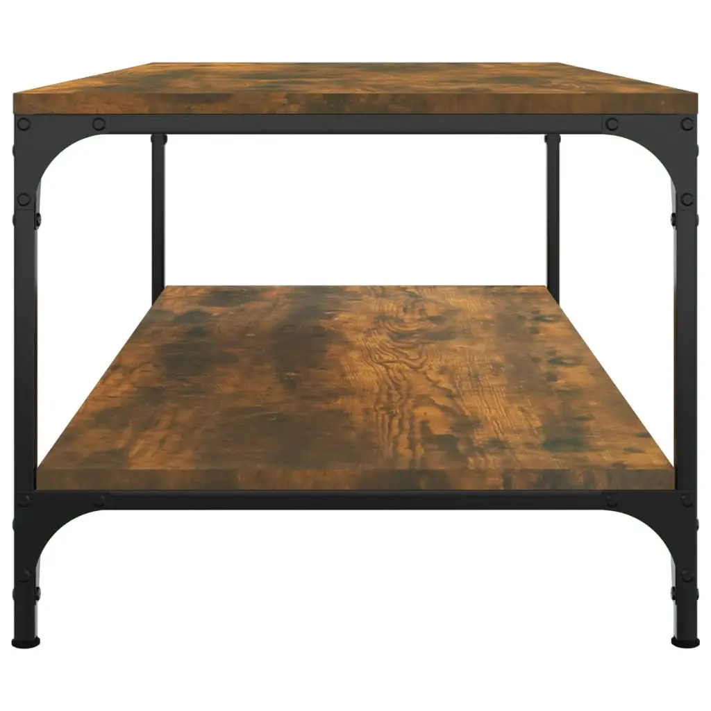 Coffee Table Brown Engineered Wood Steel Frame 100L x 50W x 40H cm