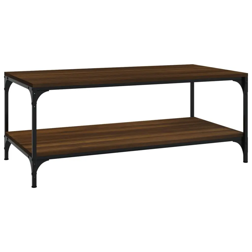 Coffee Table Brown Oak 100x50x40 cm Engineered Wood Steel Frame