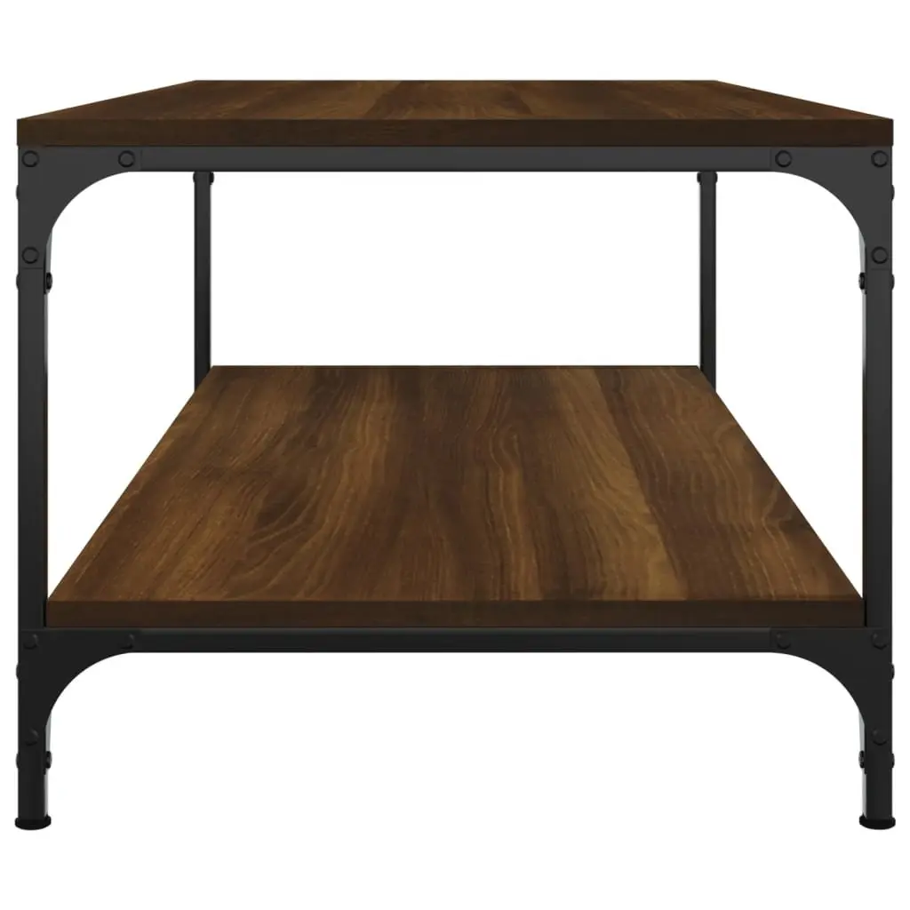 Coffee Table Brown Oak 100x50x40 cm Engineered Wood Steel Frame