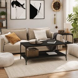 Stylish Black Coffee Table for Living Room Storage