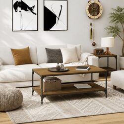 Brown Oak Coffee Table with Storage - 80x50x40 cm