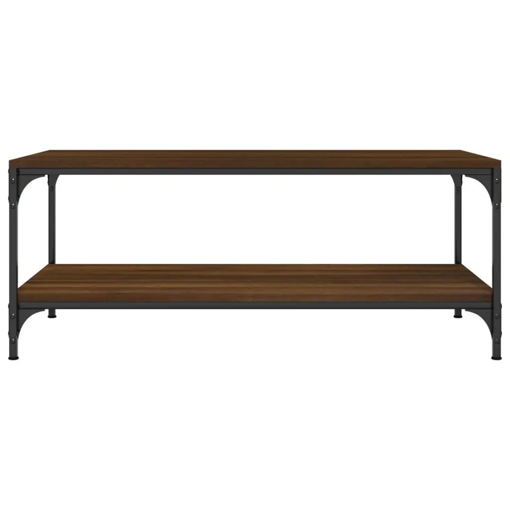 Coffee Table Brown Oak 80x50x40 cm Engineered Wood Steel Frame