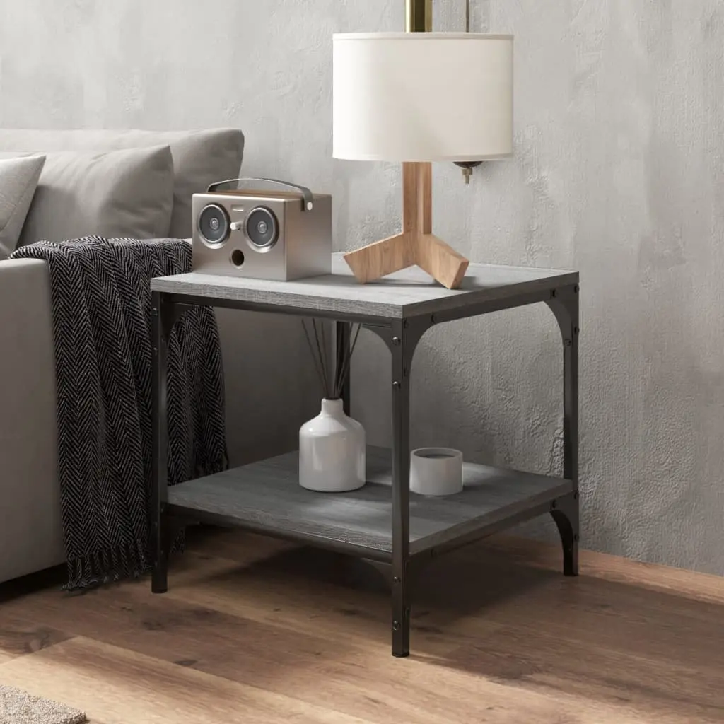 Coffee Table Grey Sonoma 50x50x40 cm Engineered Wood Steel Frame