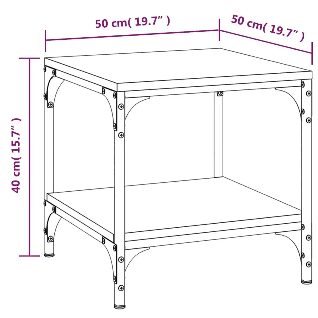Coffee Table Grey Sonoma 50x50x40 cm Engineered Wood Steel Frame