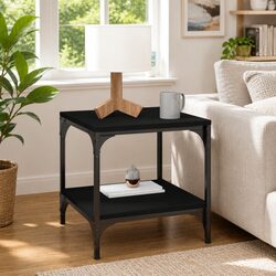 Charming Black Industrial Side Table 40x40x40cm